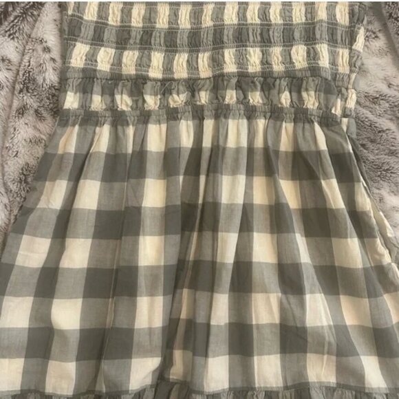 Anthropologie Peregrine Mini Dress. Size Small Grey Plaid Cottagecore Like NEW - Picture 10 of 10